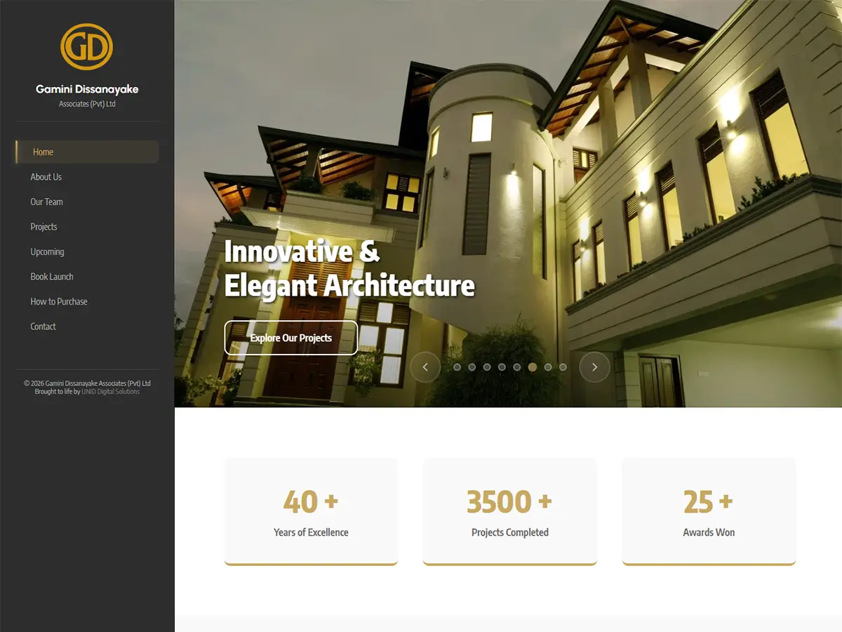 The Architects Sri Lanka architecture portfolio website screenshot